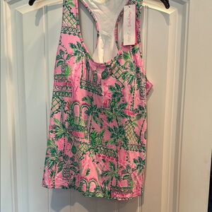 Lilly Pulitzer Pink and Green Floral Tank Top